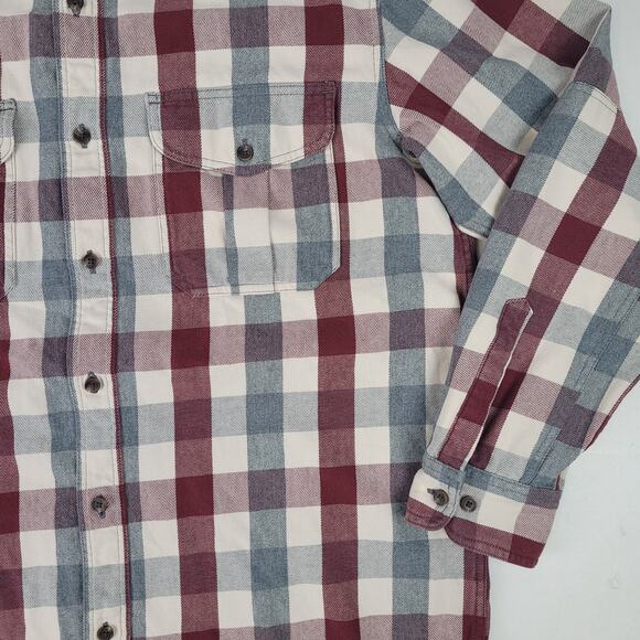 Filson Alaskan Guide Flannel Shirt Red, Grey & White | Men's Sz L - Picture 2 of 7